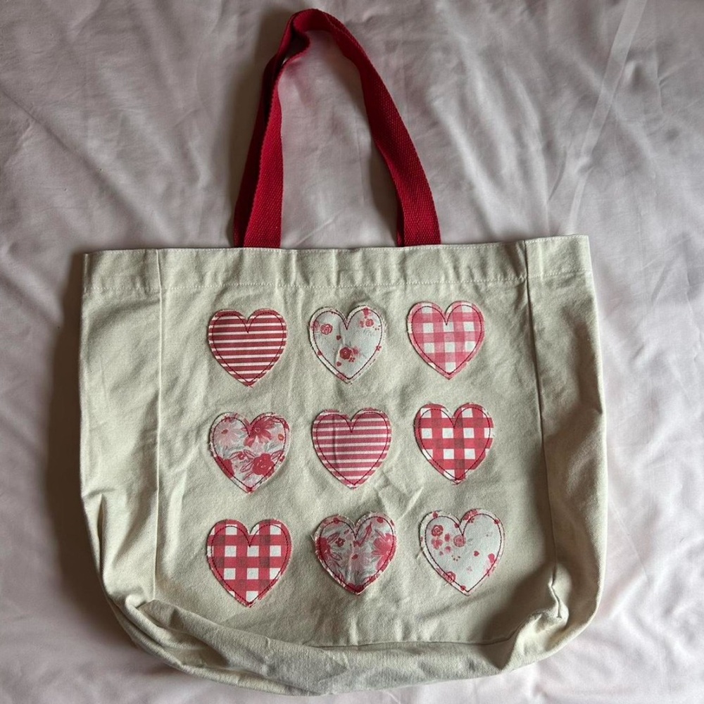 Heart Patchwork Canvas Tote Bag – Like New